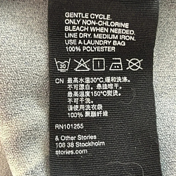 & OTHER STORIES Fumé Print Dress Elbow Length Sleeve V-Neck Black Size 4 - Picture 12 of 16